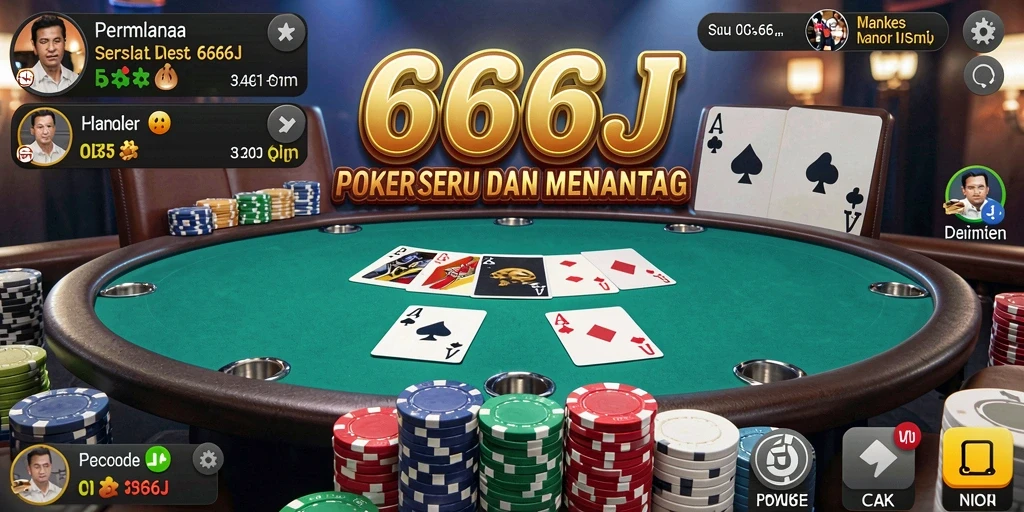 Tampilan seru permainan Poker di 666J dengan grafis menawan.