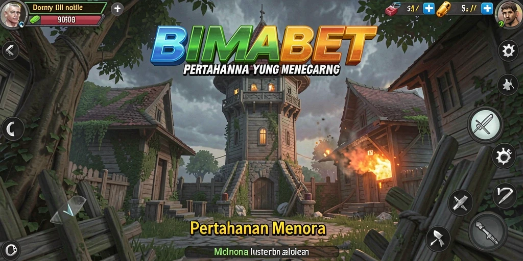 Tampilan gameplay menara dengan serangan musuh yang mendebarkan.