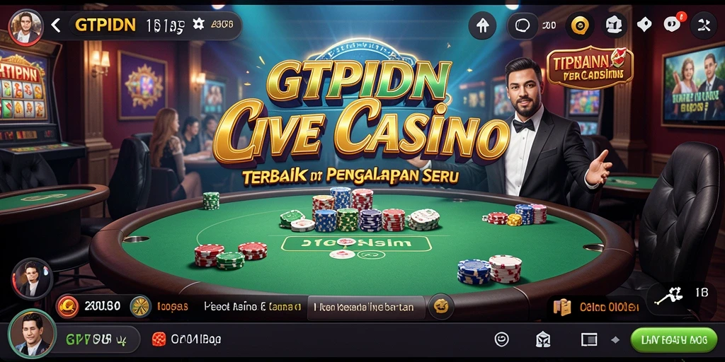 Screenshot gameplay GTPIDN menampilkan dealer profesional dan meja permainan yang elegan.