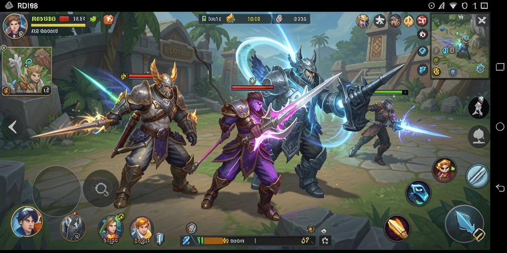 Screenshot gameplay RDI88 menunjukkan pertempuran seru dalam strategi SLG.