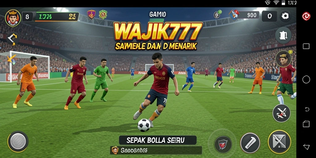 Tampilan gameplay seru WAJIK777 yang menggambarkan aksi sepak bola.