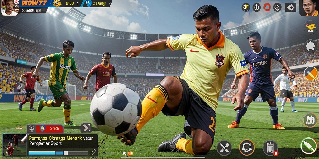 Tampilan gameplay seru dalam permainan olahraga WOW77.